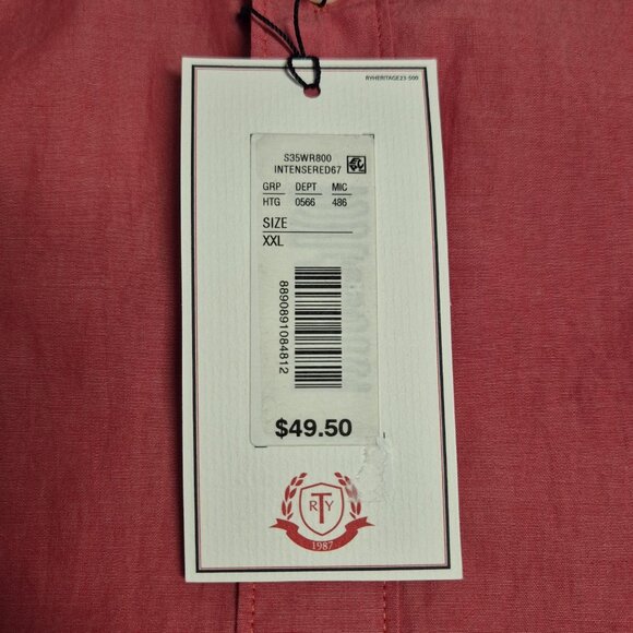 Roundtree & Yorke Men's Heritage Intense Red Collect Shirt Size XXl Cotton  (57) - Picture 7 of 10